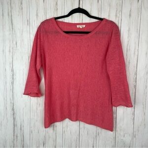 Eileen Fisher 100% linen pink peach sweater